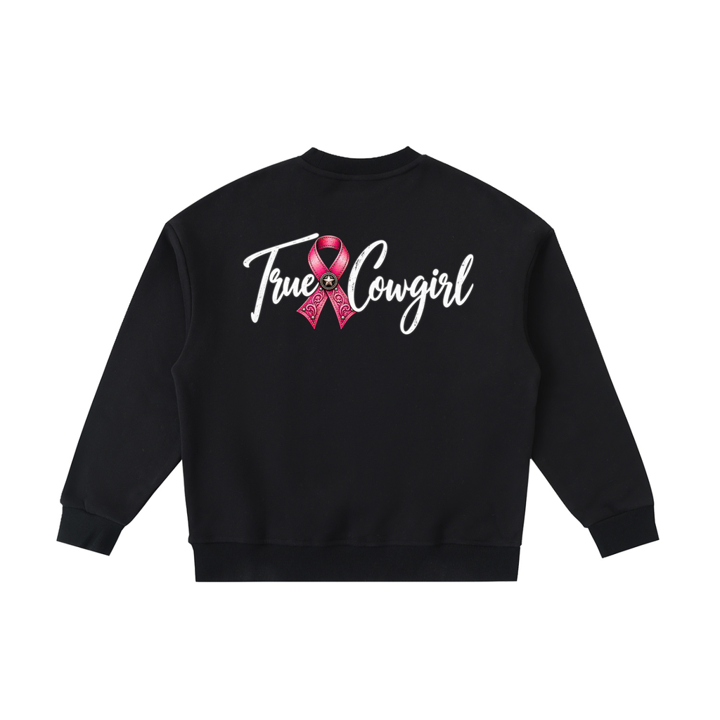 Oversized Kids True Cowgirl Breast Cancer Awareness Crewneck